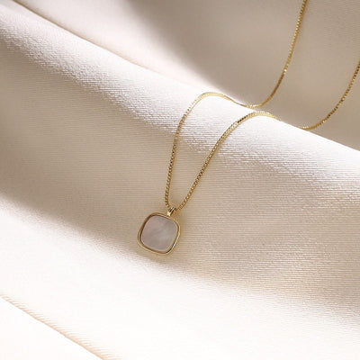 White Shell Square Pendant