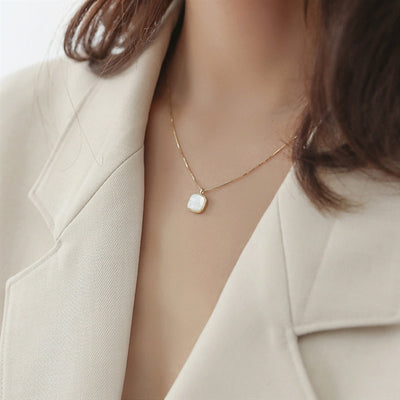 White Shell Square Pendant