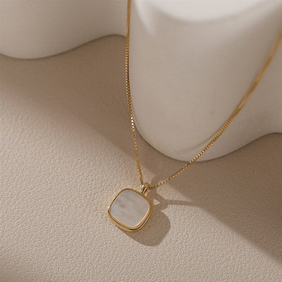 White Shell Square Pendant