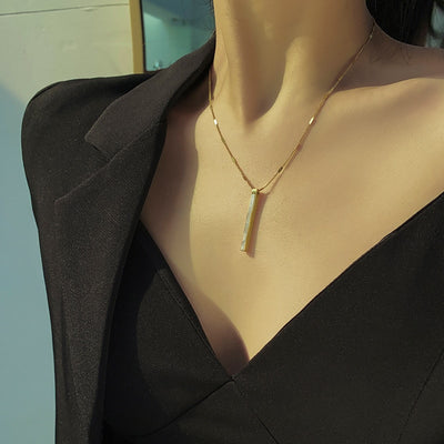 Elegant Marble Gold Bar Necklace