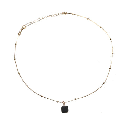 Gold/Silver Studded Necklace with Deep Black Pendant