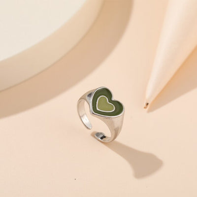 Double Heart Enamel Ring