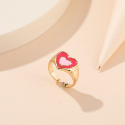 Double Heart Enamel Ring