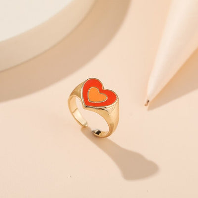 Double Heart Enamel Ring