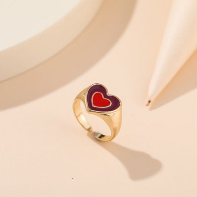 Double Heart Enamel Ring