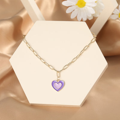 Double Heart Enamel Pendant