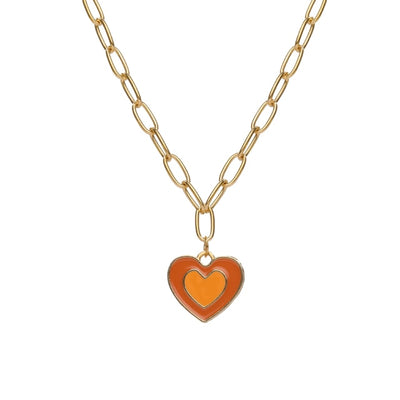 Double Heart Enamel Pendant