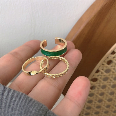 3-piece Enamel Ring Set