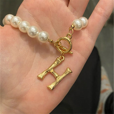 Pearl Choker Golden Initial