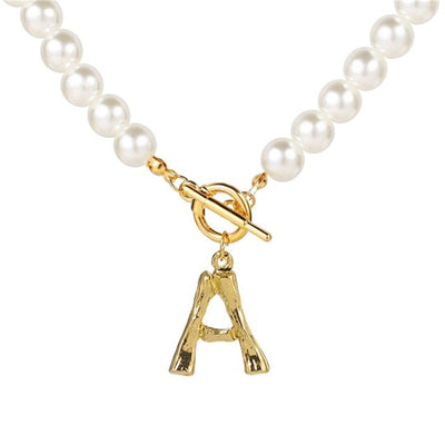 Pearl Choker Golden Initial