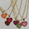 Double Heart Enamel Pendant